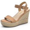 image:imageDREAM PAIRS Womens Platform Wedges Sandals Comfortable Open Toe Espadrilles Sandals Dressy Buckle Ankle Strap Summer ShoesCamel