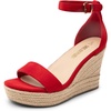 image:imageDREAM PAIRS Womens Platform Wedges Sandals Comfortable Open Toe Espadrilles Sandals Dressy Buckle Ankle Strap Summer ShoesRedsuede