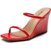 image:imageDREAM PAIRS Womens Slides Wedge Sandals Two Strap Square Open Toe Dress ShoesRed