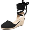 image:imageDREAM PAIRS Womens Wedge Sandals Platform Close Toe Espadrilles Strappy Lace Up Sandals Cute Fashion Comfortable Dressy Beach Vocation Summer ShoesBlackcanvas