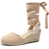 image:imageDREAM PAIRS Womens Wedge Sandals Platform Close Toe Espadrilles Strappy Lace Up Sandals Cute Fashion Comfortable Dressy Beach Vocation Summer ShoesNudecanvas