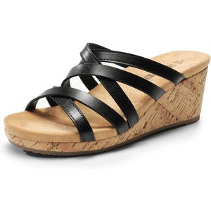 image:imageDREAM PAIRS Dressy Wedge Sandals for Women Casual Summer Comfort Cork Strappy Platform Slides SandalsBlack
