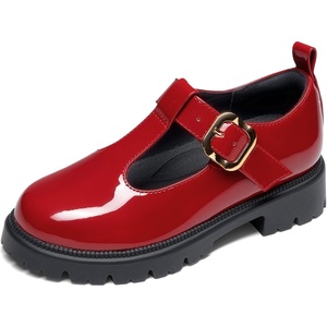 image:imageDREAM PAIRS Girls Mary Jane Dress Shoes School Uniform TStrap Loafers Platform Chunky Heel Closed Toe FlatsRed