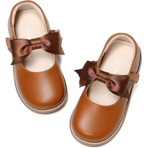 image:imageDREAM PAIRS Girls Mary Jane Shoes  Toddler School Uniform Dress Shoes Wide Toe Ballet Flats with Detachable Bow for Little KidsBrown