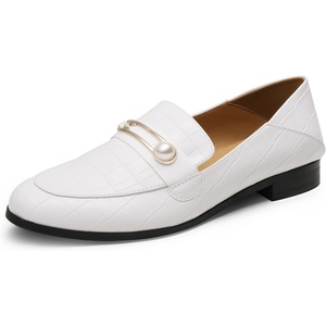 image:imageDREAM PAIRS Loafers for Women Slip On Comfortable Round Toe Casual Fashion Flats Dressy ShoesBeige White StonePu