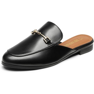 image:imageDREAM PAIRS Mules for Women Flats Comfortable Buckle Mules Slip on Slides Backless Loafers ShoesBlackpu