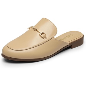 image:imageDREAM PAIRS Mules for Women Flats Comfortable Buckle Mules Slip on Slides Backless Loafers ShoesNudepu