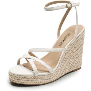 image:imageDREAM PAIRS Strappy Espadrille Platform Wedge Sandals for Women Dressy Summer Comfortable Open Toe Sandals with Cushioned Insole and Ankle Strap BuckleWhite