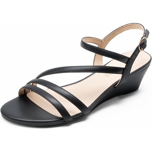 image:imageDREAM PAIRS Strappy Wrapped Dressy Wedge Sandals Comfortable Ankle Strap Open Toe Evening Dress Wedding Dance Summer ShoesBlackpu