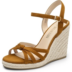 image:imageDREAM PAIRS Wedge Sandals for Women Dressy Summer Platform Espadrille Strappy Casual Braided Heels Comfortable with Open Toe and Ankle StrapBrownsuede
