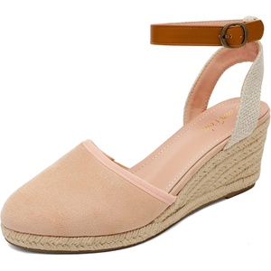 image:imageDREAM PAIRS Womens Ankle Strap Closed Toe Espadrille Wedge Heels SandalsNude