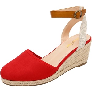 image:imageDREAM PAIRS Womens Ankle Strap Closed Toe Espadrille Wedge Heels SandalsRed