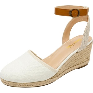 image:imageDREAM PAIRS Womens Ankle Strap Closed Toe Espadrille Wedge Heels SandalsWhite