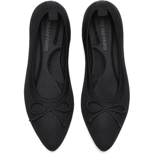 image:imageDREAM PAIRS Womens Ballet Knit Flats Foldable Pointed Toe Comfortable Dressy Flat Shoes with BowKnot Casual Business Work OfficeBlack