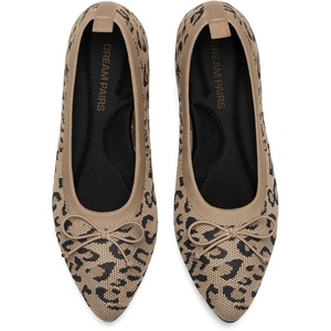 image:imageDREAM PAIRS Womens Ballet Knit Flats Foldable Pointed Toe Comfortable Dressy Flat Shoes with BowKnot Casual Business Work OfficeLeopard