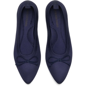 image:imageDREAM PAIRS Womens Ballet Knit Flats Foldable Pointed Toe Comfortable Dressy Flat Shoes with BowKnot Casual Business Work OfficeNavy