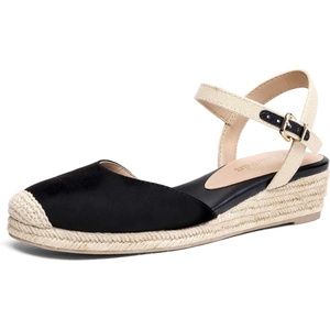 image:imageDREAM PAIRS Womens Closed Toe Elastic Ankle Strap Espadrilles Wedge SandalsBlack