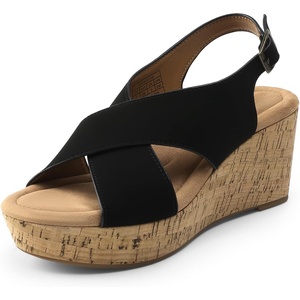 image:imageDREAM PAIRS Womens Comfortable Ankle Strap Platform Wedge Sandals for Women Casual Dressy SummerBlack
