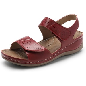 image:imageDREAM PAIRS Womens Comfortable Dressy Flats Sandals Open Toe One Band Casual Walking Sandals for SummerRed