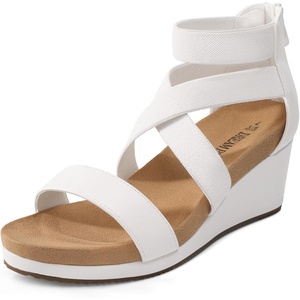 image:imageDREAM PAIRS Womens Elastic Ankle Strap Open Toe Platform Wedge Sandals Comfortable Summer ShoesWhite
