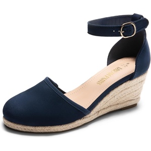 image:imageDREAM PAIRS Womens Espadrilles Closed Toe Ankle Strap Dressy Platform Wedge SandalsNavysuede