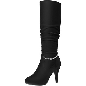 image:imageDREAM PAIRS Womens Knee High Platform Heel BootsBlackNubuck