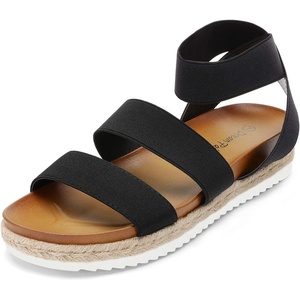 image:imageDREAM PAIRS Womens Open Toe Ankle Strap Espadrille Flatform Platform Wedge SandalsBlack