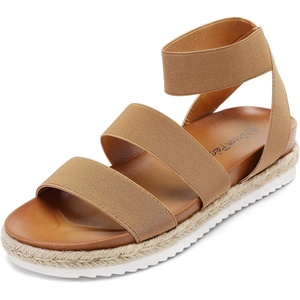 image:imageDREAM PAIRS Womens Open Toe Ankle Strap Espadrille Flatform Platform Wedge SandalsCamel