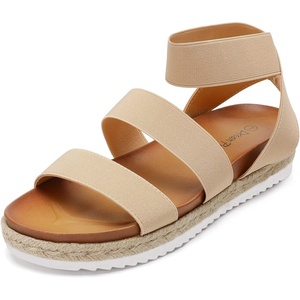 image:imageDREAM PAIRS Womens Open Toe Ankle Strap Espadrille Flatform Platform Wedge SandalsNude