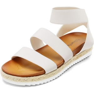 image:imageDREAM PAIRS Womens Open Toe Ankle Strap Espadrille Flatform Platform Wedge SandalsWhite