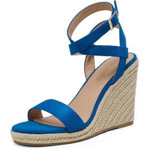 image:imageDREAM PAIRS Womens Open Toe Espadrilles Dressy Platform Sandals Buckle Ankle Strap Stylish Wedges Summer Dressy SandalsBlueSuede