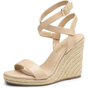 image:imageDREAM PAIRS Womens Open Toe Espadrilles Dressy Platform Sandals Buckle Ankle Strap Stylish Wedges Summer Dressy SandalsNudepu