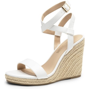 image:imageDREAM PAIRS Womens Open Toe Espadrilles Dressy Platform Sandals Buckle Ankle Strap Stylish Wedges Summer Dressy SandalsWhitepu