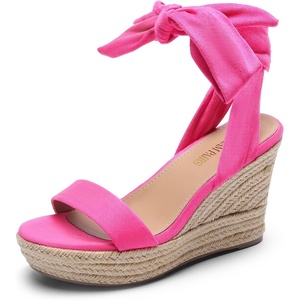 image:imageDREAM PAIRS Womens Open Toe Espadrilles Wedges Tie Lace Up Cute Ankle Strap Platform Sandals Dressy ShoesHot Pinksuede