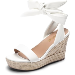 image:imageDREAM PAIRS Womens Open Toe Espadrilles Wedges Tie Lace Up Cute Ankle Strap Platform Sandals Dressy ShoesWhitepu
