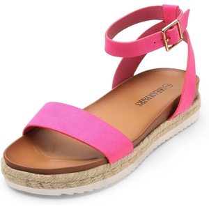 image:imageDREAM PAIRS Womens Open Toe Platform Espadrille Wedge Sandals Comfortable One Band Dressy Casual Sandals for WomenFuchsiaSuede