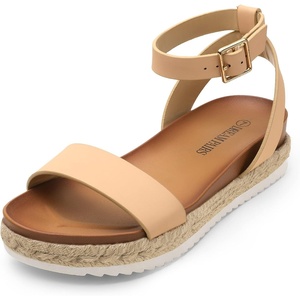 image:imageDREAM PAIRS Womens Open Toe Platform Espadrille Wedge Sandals Comfortable One Band Dressy Casual Sandals for WomenNudeNubuck