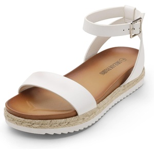 image:imageDREAM PAIRS Womens Open Toe Platform Espadrille Wedge Sandals Comfortable One Band Dressy Casual Sandals for WomenWhitePu