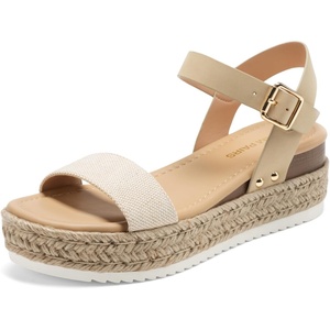 image:imageDREAM PAIRS Womens Platform Espadrilles Wedge Sandals Comfortable Open Toe One Band Sandals for Women Dressy Casual SummerBeigeTaupe