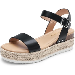 image:imageDREAM PAIRS Womens Platform Espadrilles Wedge Sandals Comfortable Open Toe One Band Sandals for Women Dressy Casual SummerBlack