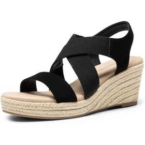 image:imageDREAM PAIRS Womens Platform Espadrilles Wedge Sandals Slip on Elastic Ankle Strap Sandals for Women Casual Dressy SummerBlacknubuck