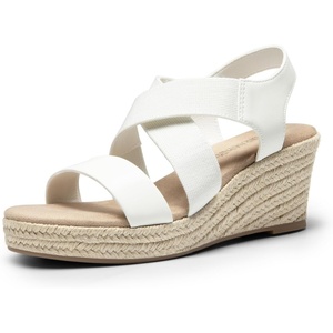 image:imageDREAM PAIRS Womens Platform Espadrilles Wedge Sandals Slip on Elastic Ankle Strap Sandals for Women Casual Dressy SummerWhitepu