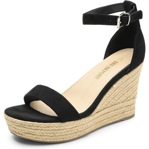 image:imageDREAM PAIRS Womens Platform Wedges Sandals Comfortable Open Toe Espadrilles Sandals Dressy Buckle Ankle Strap Summer ShoesBlack