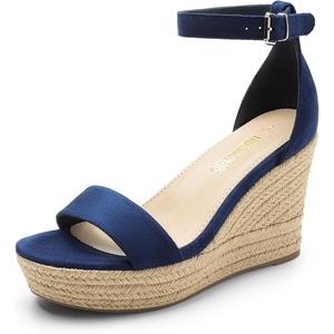 image:imageDREAM PAIRS Womens Platform Wedges Sandals Comfortable Open Toe Espadrilles Sandals Dressy Buckle Ankle Strap Summer ShoesNavy