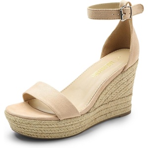 image:imageDREAM PAIRS Womens Platform Wedges Sandals Comfortable Open Toe Espadrilles Sandals Dressy Buckle Ankle Strap Summer ShoesNude