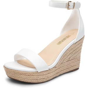 image:imageDREAM PAIRS Womens Platform Wedges Sandals Comfortable Open Toe Espadrilles Sandals Dressy Buckle Ankle Strap Summer ShoesWhitepu