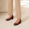 image:imageDREAM PAIRS Womens Chunky Closed Toe Low Block Heels Work Pumps Comfortable Round Toe Dress Wedding ShoesTan