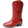 image:imageDREAM PAIRS Girls Cowboy Cowgirl Western BootsRed