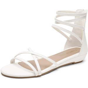 image:imageDREAM PAIRS Womens Strappy Dressy Flat SandalsWhitePu