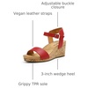 image:imageDREAM PAIRS Womens Cushioned Platform Wedge SandalsRedPu